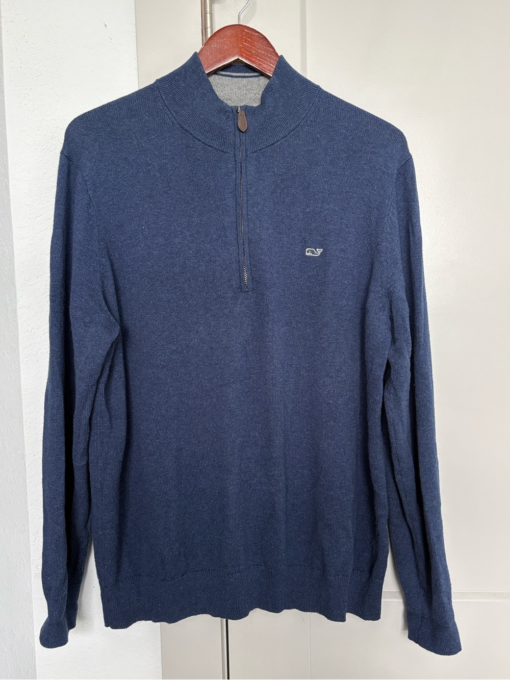 VINEYARD VINES BLUE CASHMERE QUARTER ZIP SWEATER MENS MEDIUM